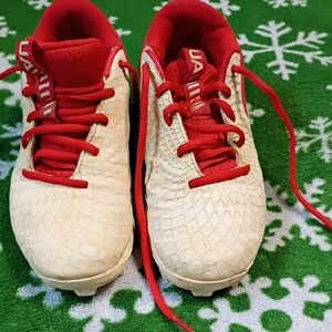 Under Armour Kids Red and White Softball Cleats
